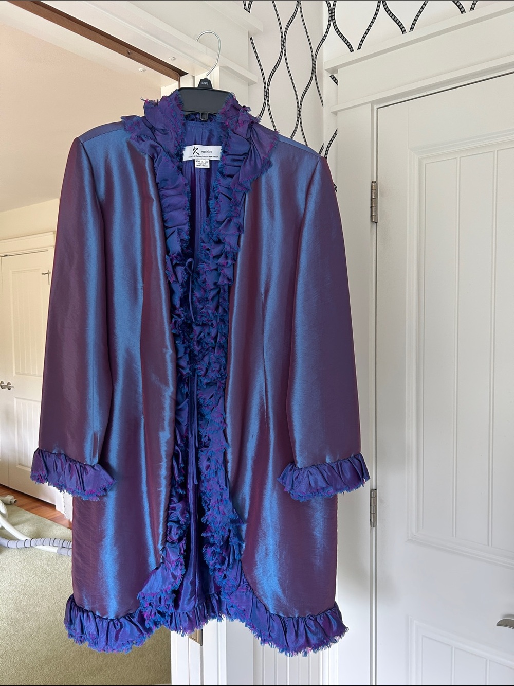 Purple Ruffled Satin Coat by Unknown Brand